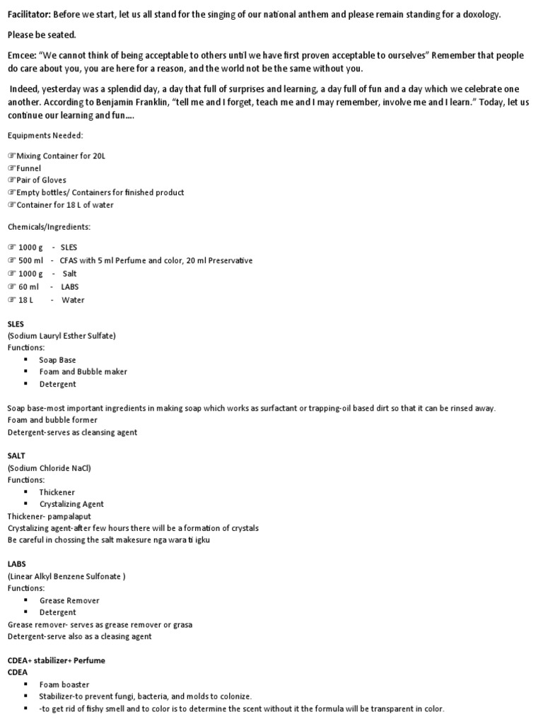 Facilitator Liquid Soap Making PDF