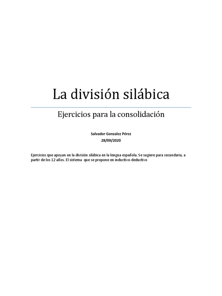 Ejercicios de División Silábica | PDF | Sílaba | Vocal
