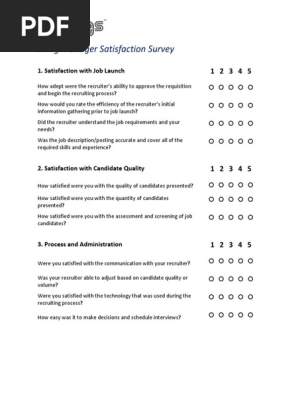 Hiring Manager Satisfaction Survey PDF | PDF | Employee Retention 