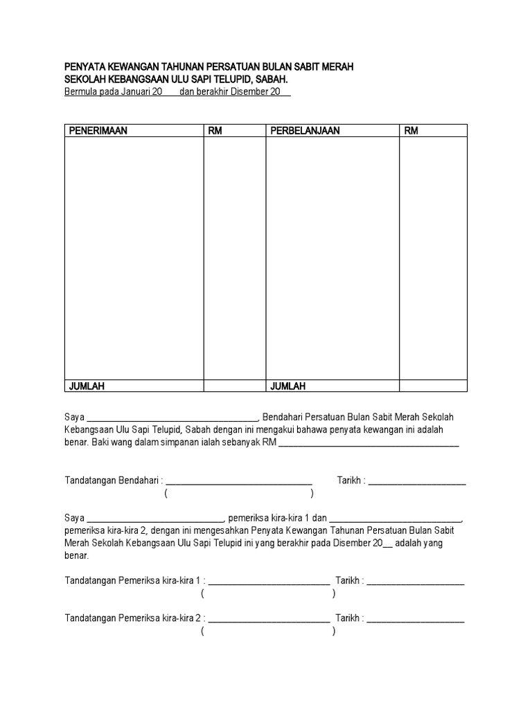 Contoh Penyata Kewangan Tahunan Persatuan Bulan Sabit Merah Pdf