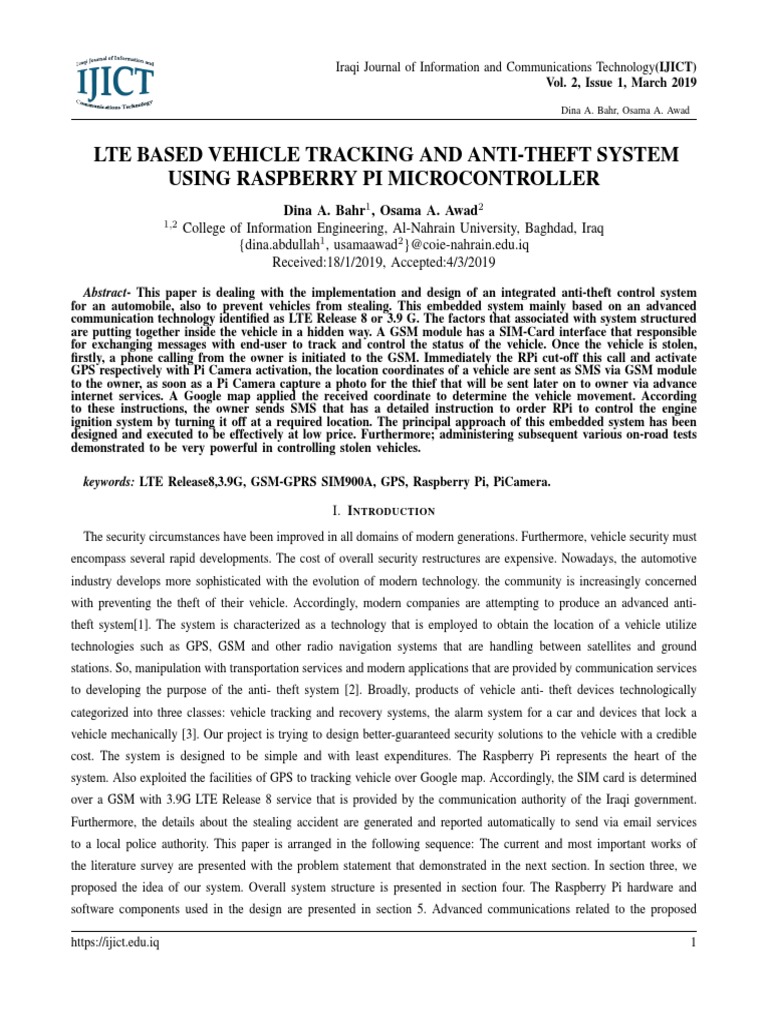 Lte Based Vehicle Tracking and AntiTheft System Using Raspberry Pi