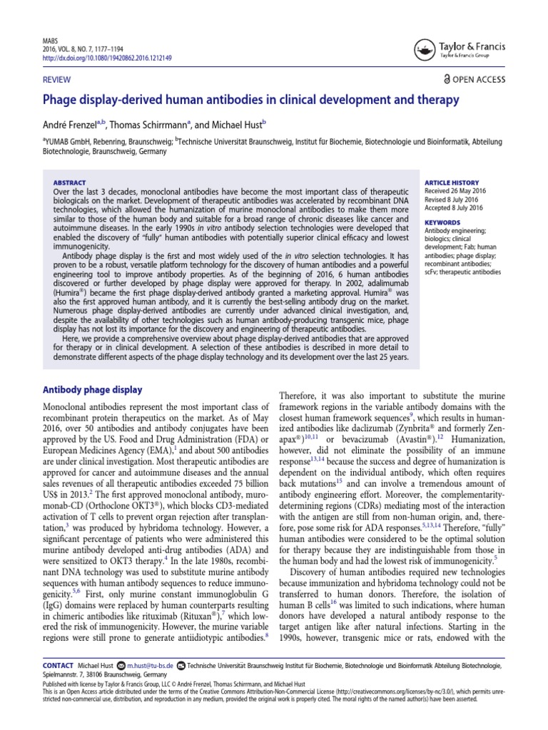 Phage Display-Derived Human Antibodies in Clinical Development and ...