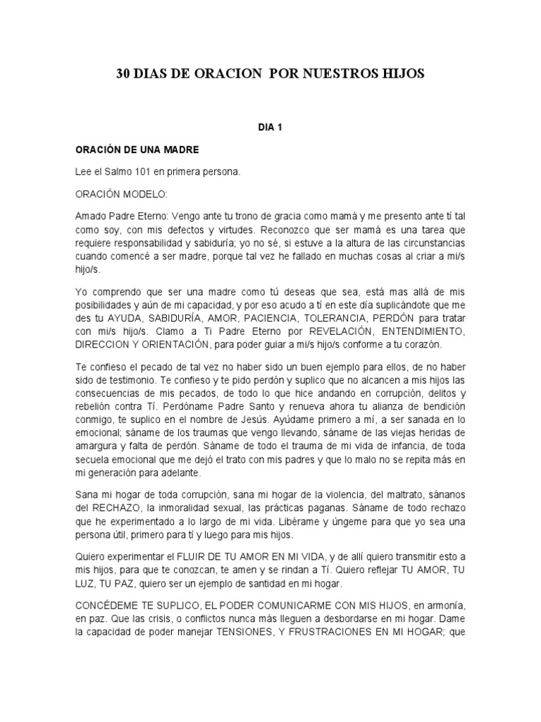 30 Días de Oración por Nuestros Hijos | PDF | Oración | Pecado