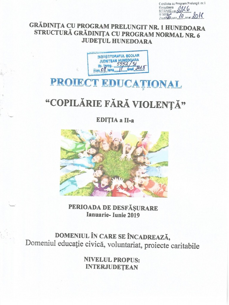 Proiect Copilarie Fara Violenta 2019 PDF | PDF