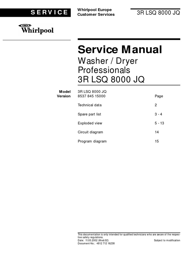 Whirlpool LAVADORA MANUAL PDF Equipment Machines