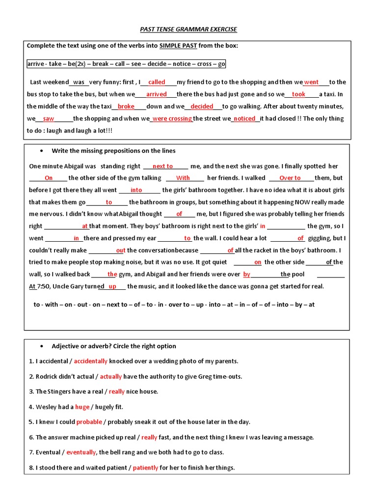 Past Simple Tense Exercises | PDF | Morphology | Language Mechanics