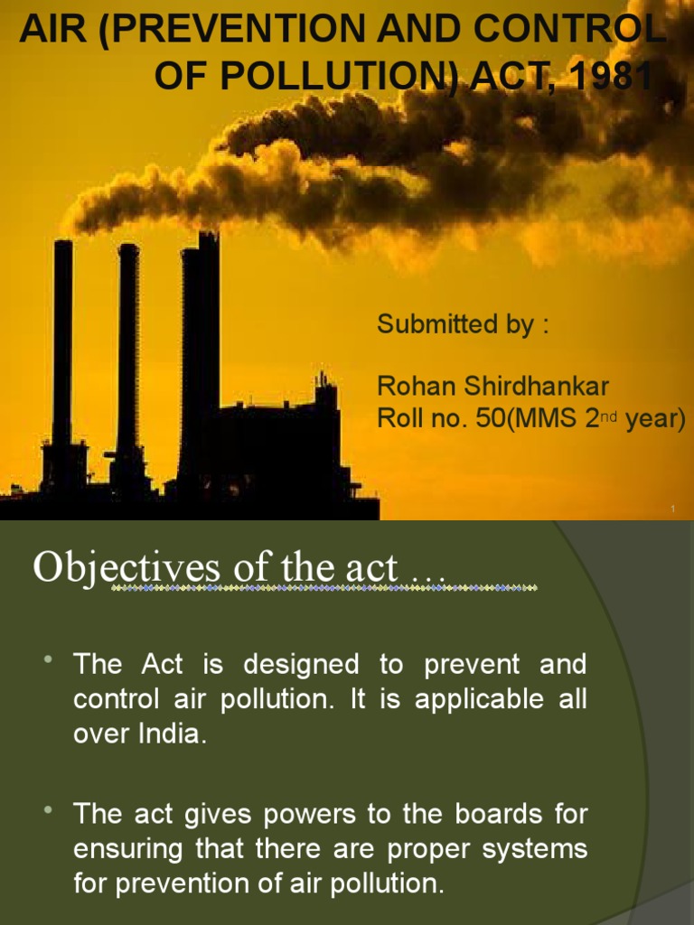 Air Prevention and Control Polution Act 1981 PDF Air Pollution