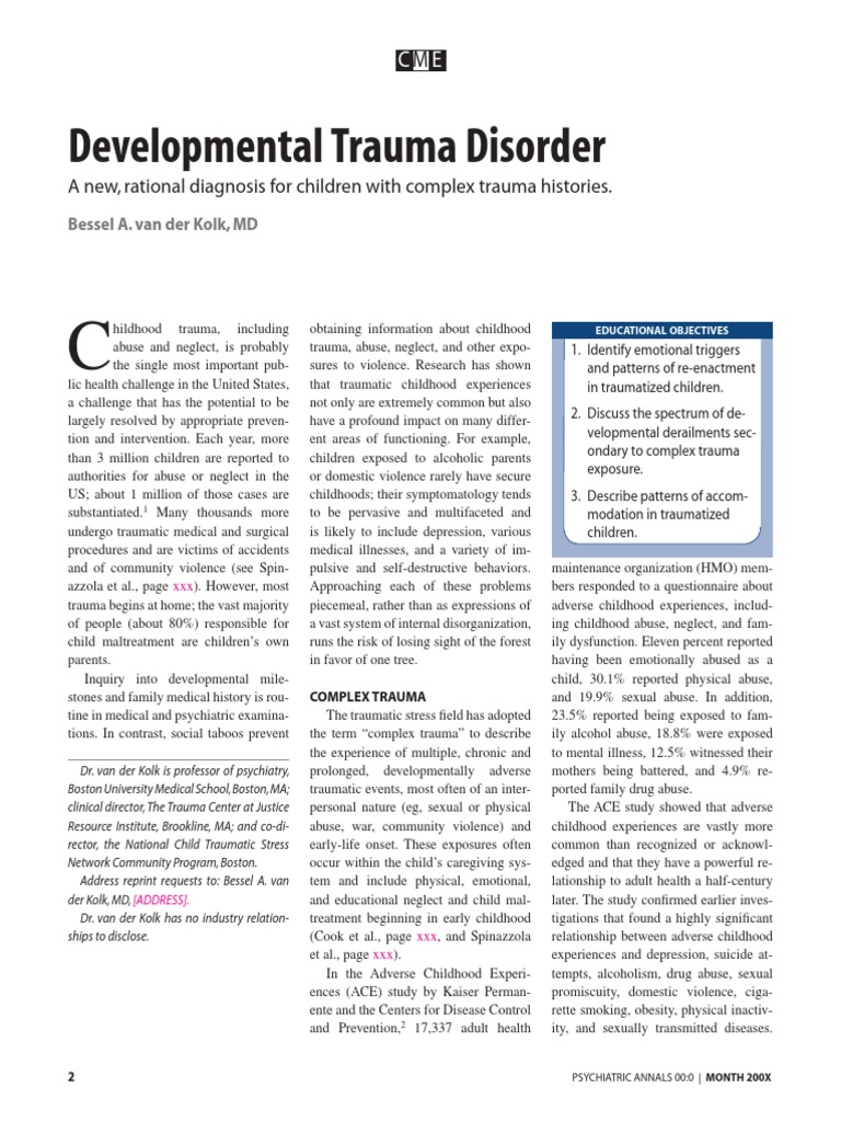 Annals Developmental Trauma | PDF | Complex Post Traumatic Stress ...