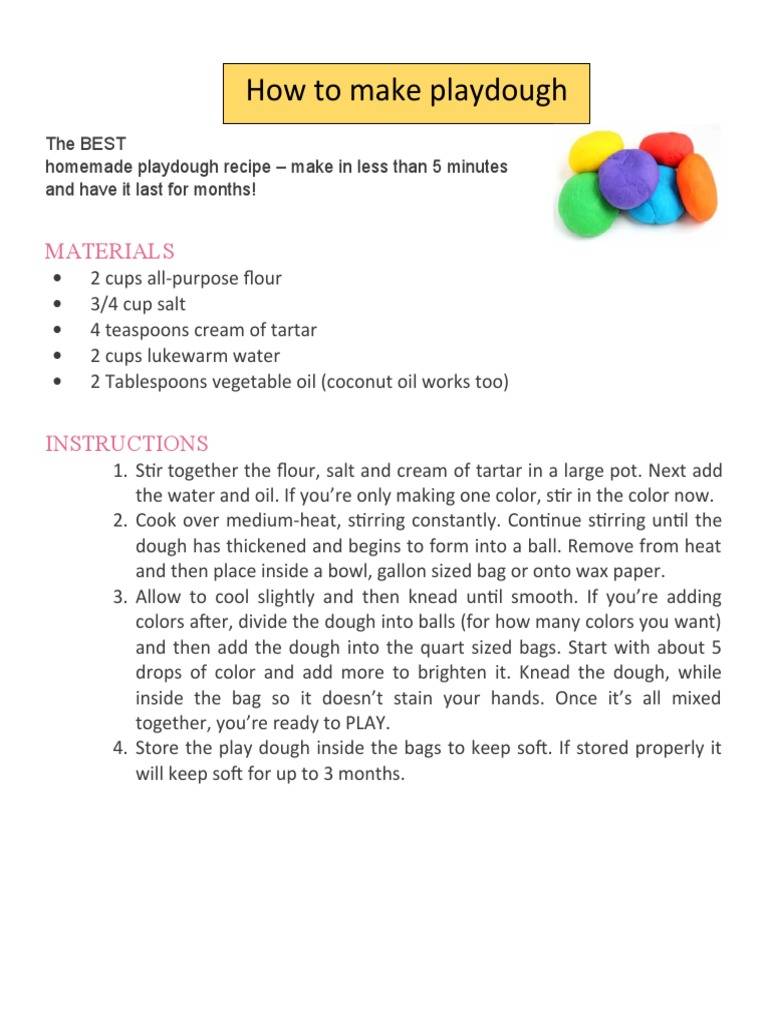 Playdough Recipe PDF
