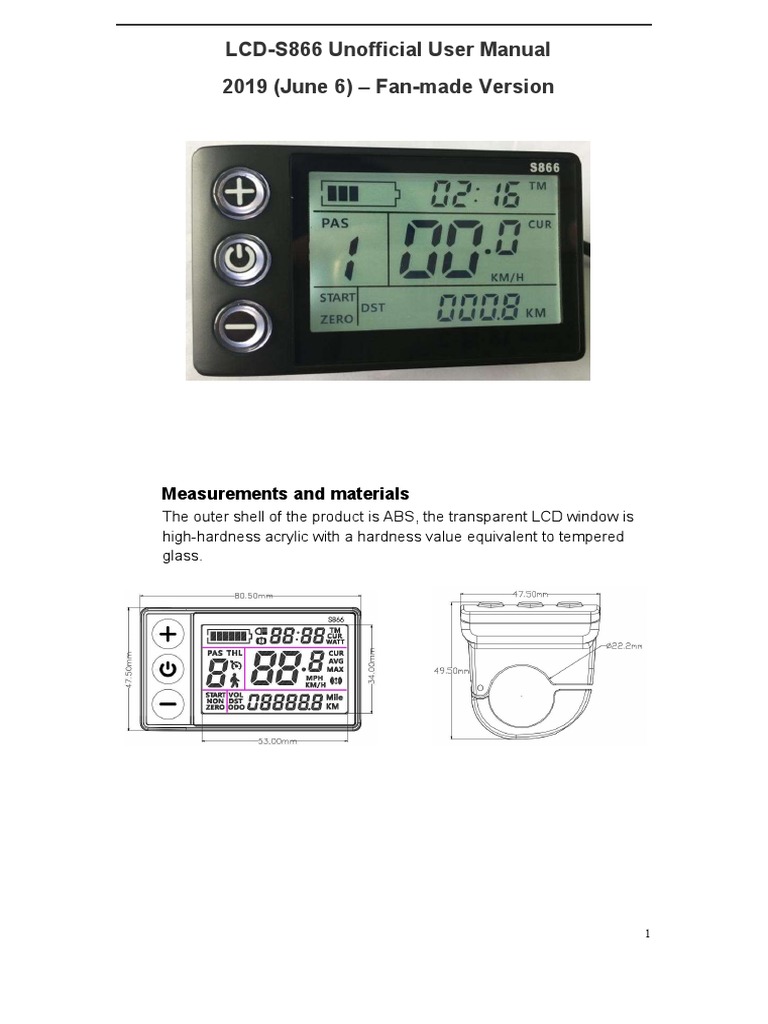 S866 Lcd-2019jun6v7 | PDF | Electric Motor | Speed