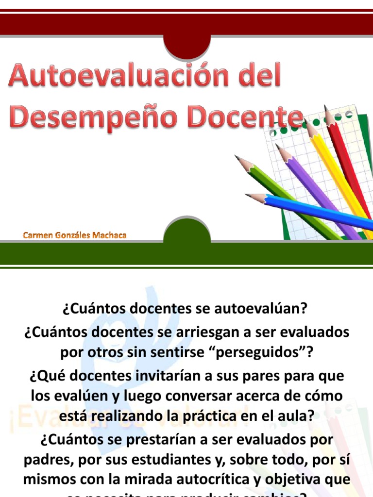 Autoevaluación Del Desempeño Docente PDF | PDF | Maestros | Aprendizaje