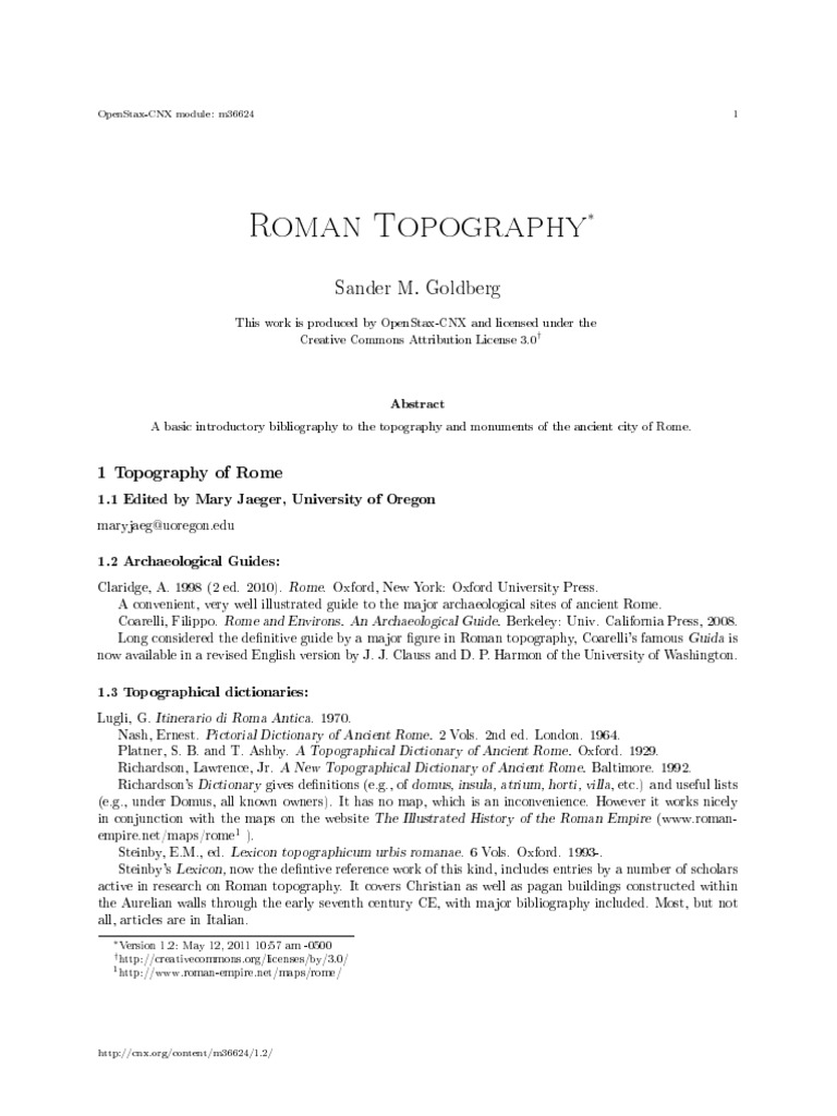 Ancient Rome Topography Guide | PDF | Rome | Topography