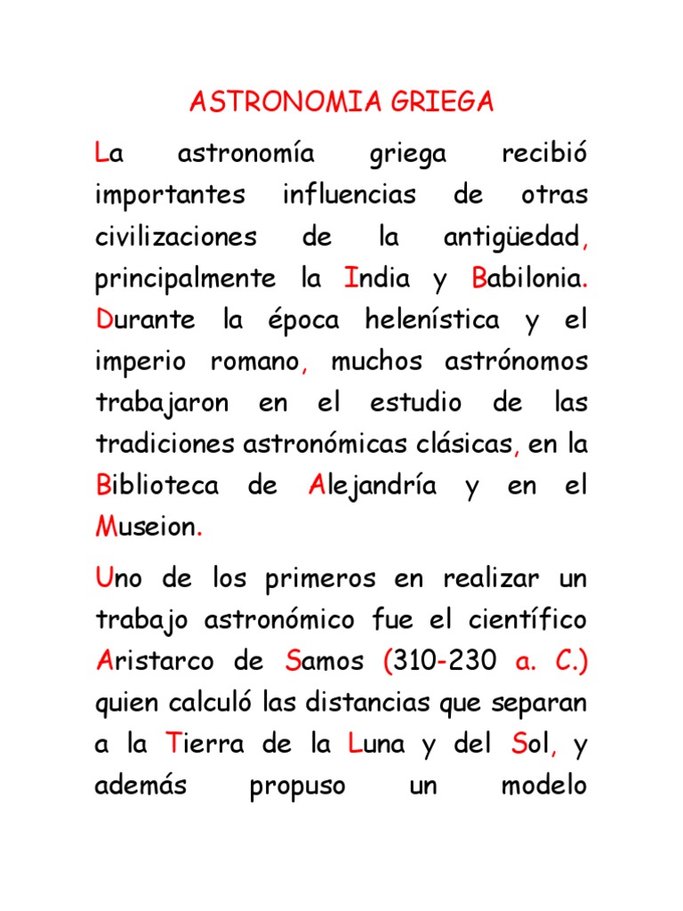 Influencias de la Astronomía Griega | PDF | Astronomía | Astronomía antigua