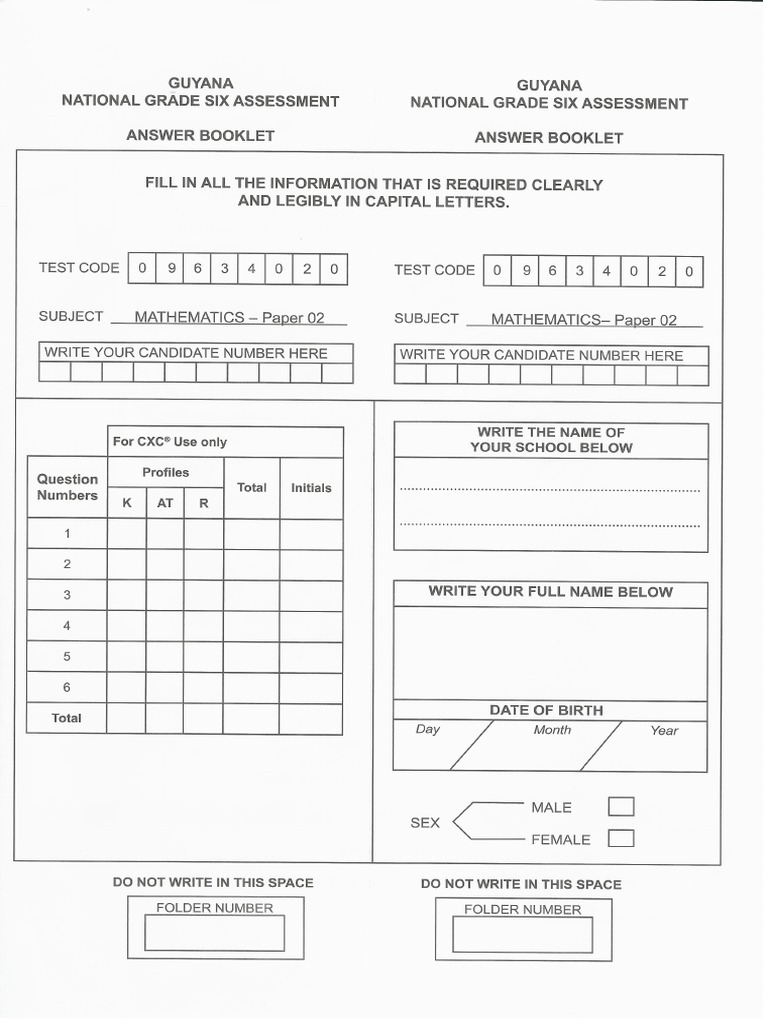 National Grade 6 Assessment - 2017 - Mathematics P2 | PDF