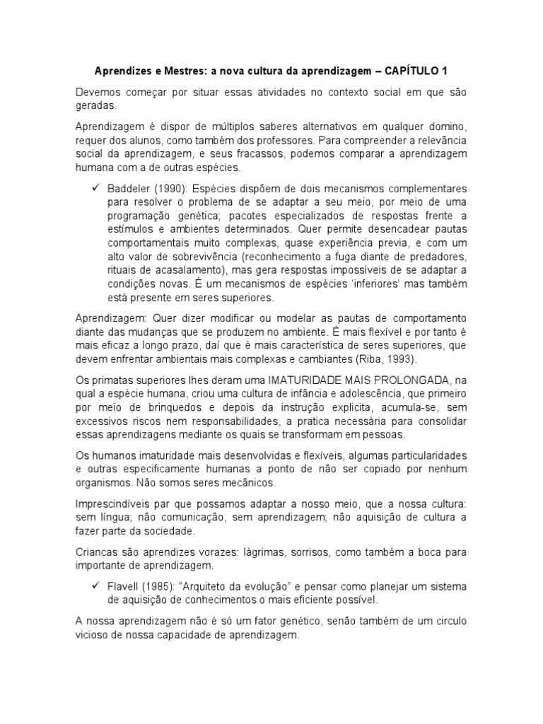 Nova Cultura da Aprendizagem | PDF | Behaviorismo | Aprendizado