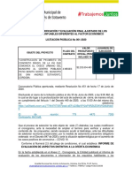 Informe evaluación final licitación construcción vía San Andrés Sotavento