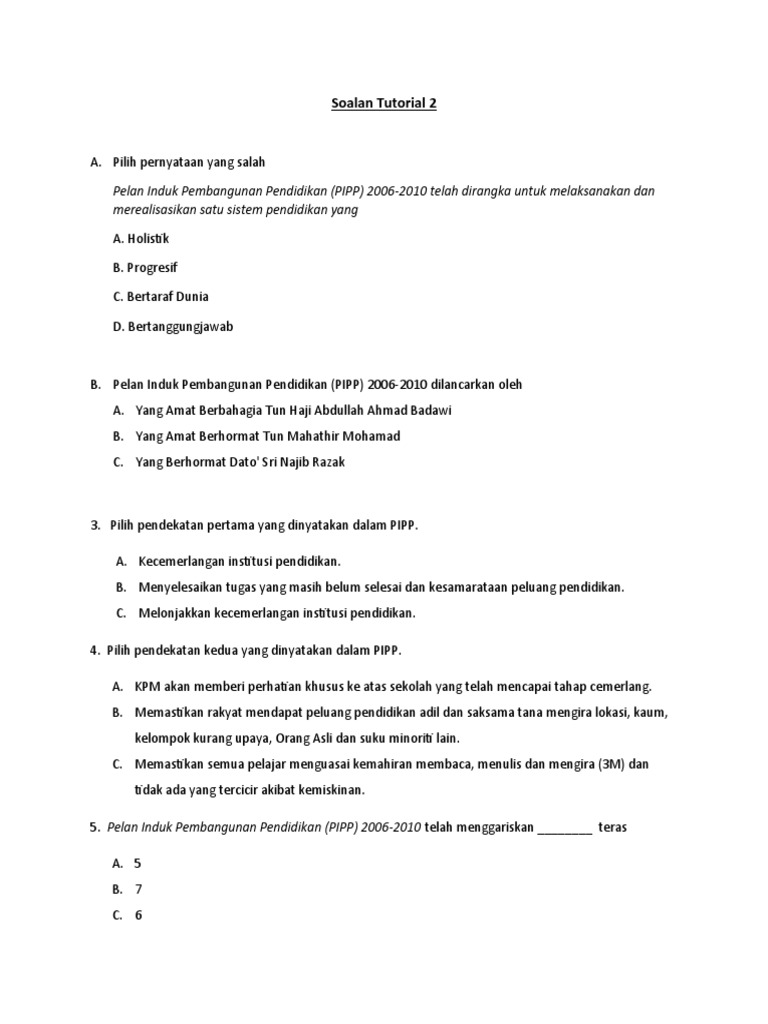 Soalan - Tutorial 2 | PDF | Karier & Perkembangan