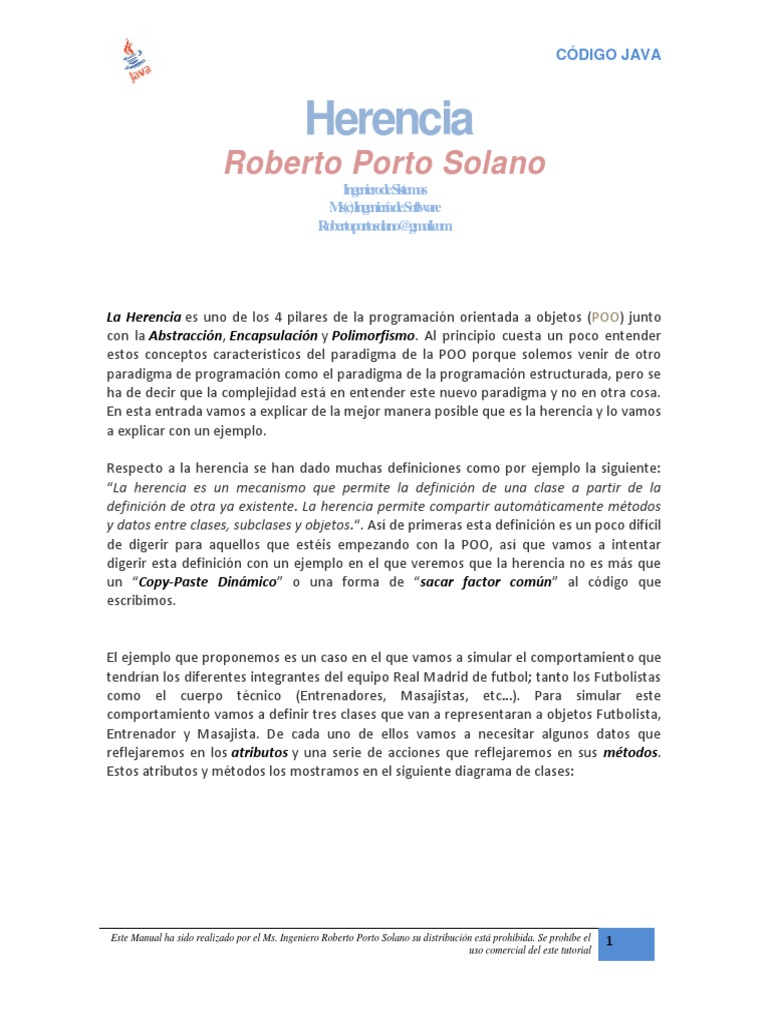 Herencia en Programación Orientada a Objetos | PDF | Herencia ...
