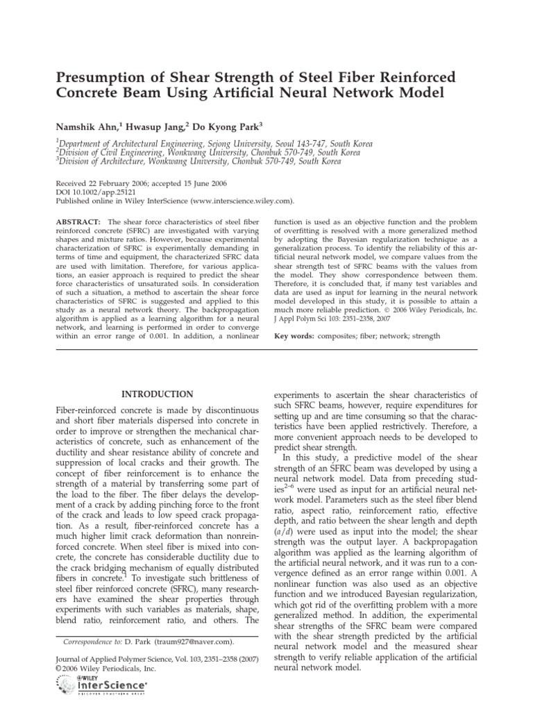Predicting Shear Strength of SFRC Beams | PDF | Strength Of Materials ...
