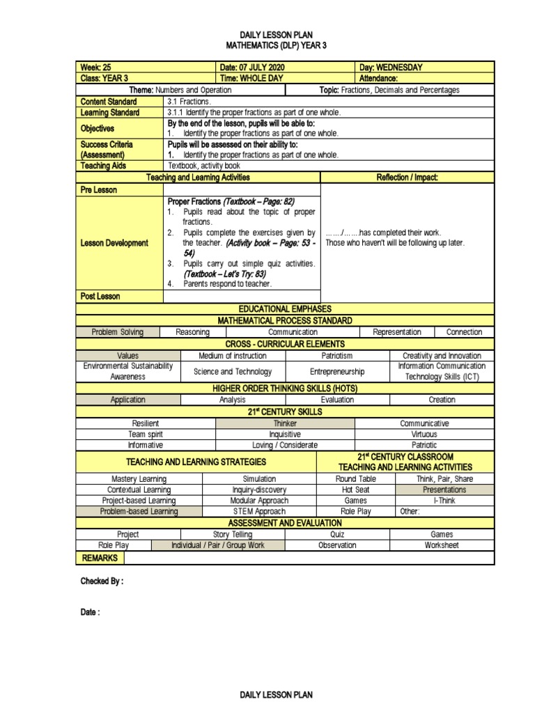 Year 3 Math Lesson Plans: Fractions | PDF | Project Based Learning ...