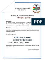 Certificado Reconocimietno