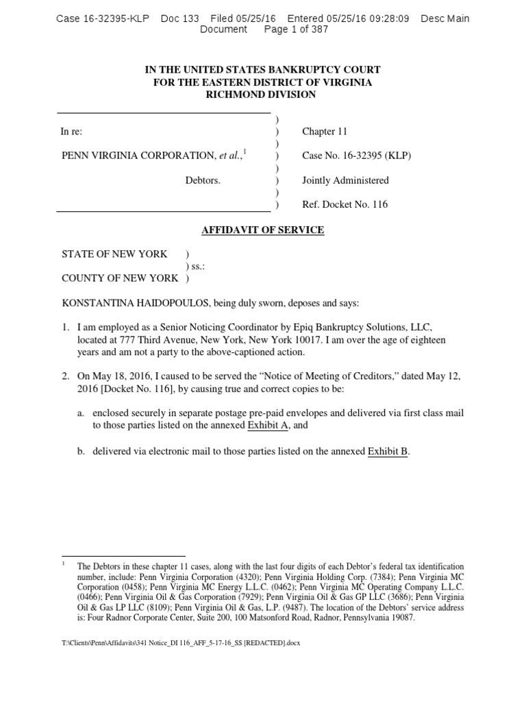 Docket 133 | PDF | Chapter 11 | Government