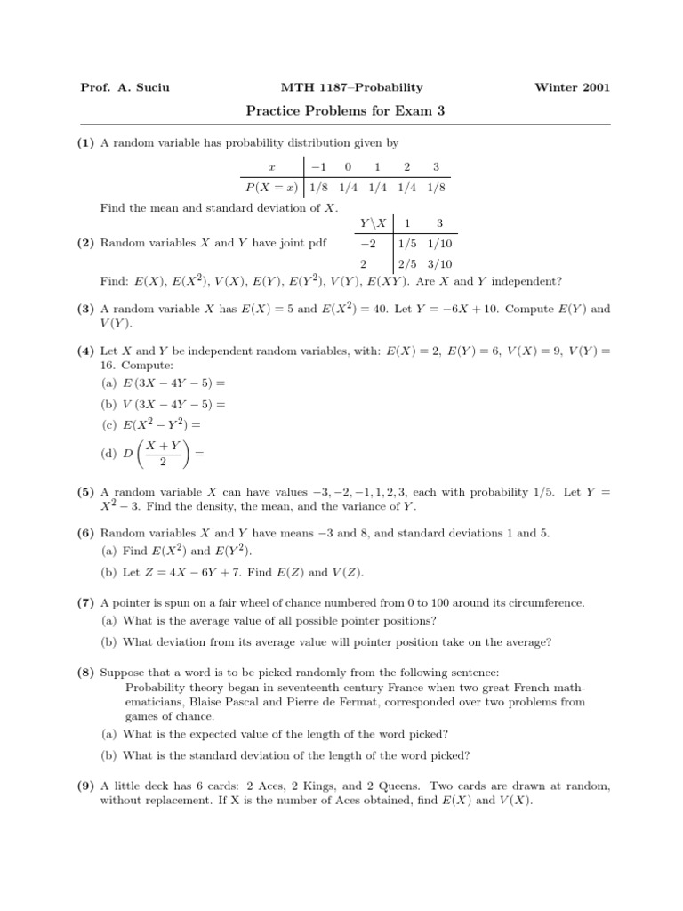 Probability Theory Problems