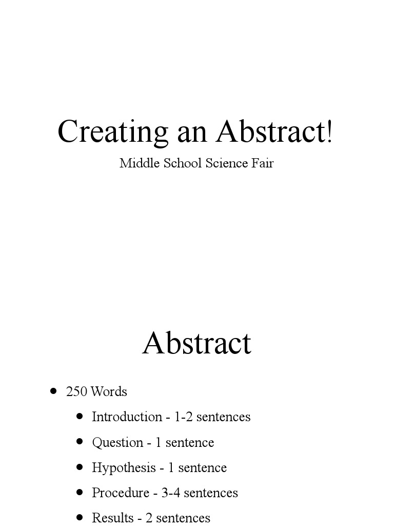 Middle School Science Fair Abstract Guide | PDF | Experiment | Hypothesis