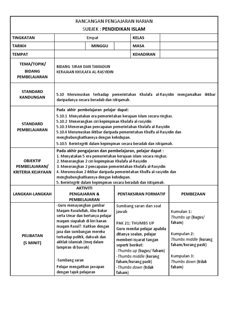Kerajaan Khulafa Al Rasyidin T4 Pdf