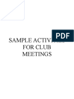 Sample Activities For Club Meetings