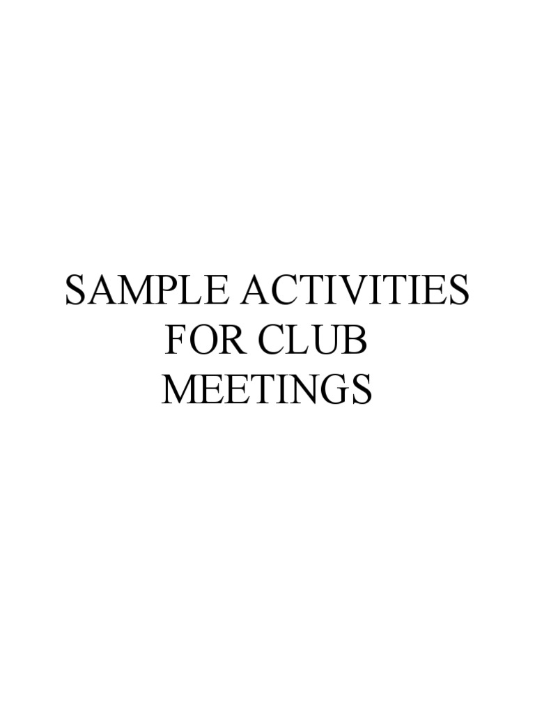Engaging Activities for Club Meetings | PDF