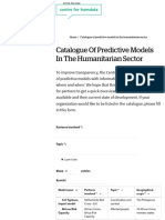 Catalogue of Predictive Models in The Humanitarian Sector