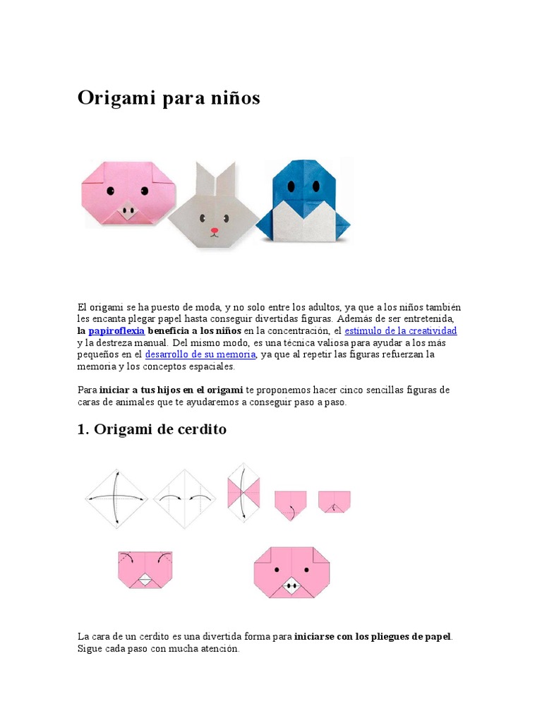 Origami para Niños, PDF, Origami