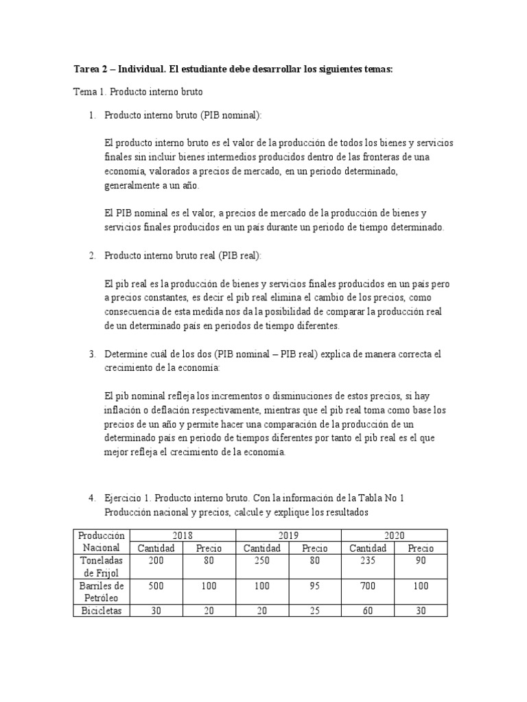 Tarea 2 | PDF | Índice de precios al consumidor | Producto Interno Bruto