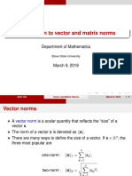 Introduction To Vector and Matrix Norms: Department of Mathematics