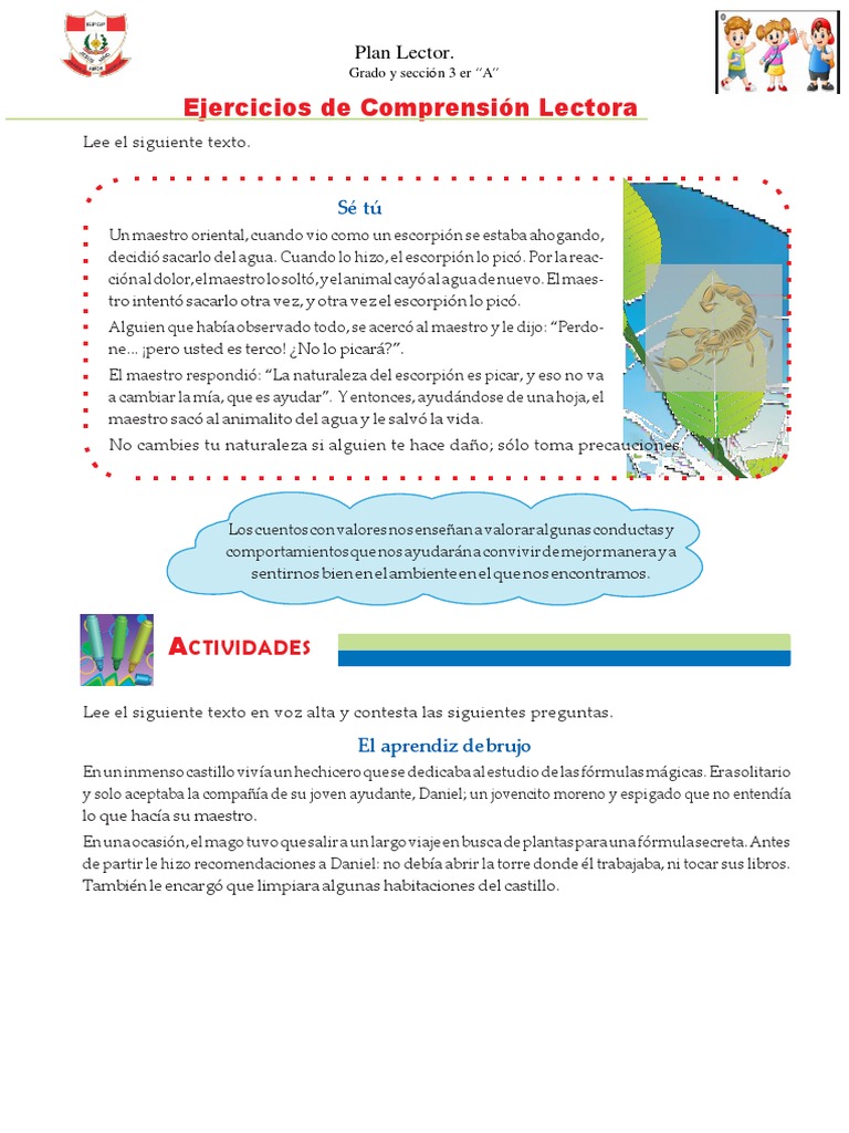 Ejercicios de Comprensión Lectora para Tercer Grado de Primria PDF ...