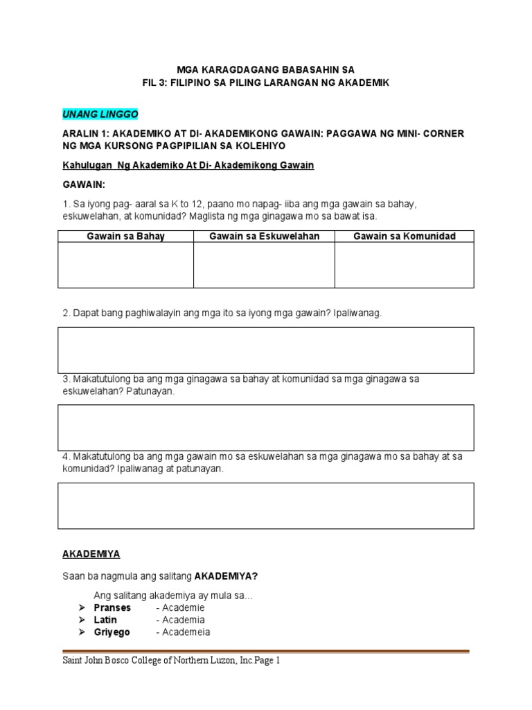 Fil 3 (AKADEMIKS) READING MATERIALS 1 | PDF