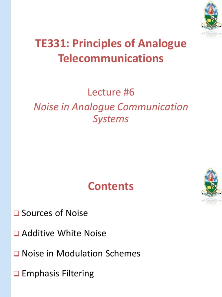 TE331 Principles of Analogue Noise in Analogue