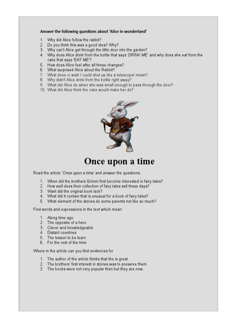 Once Upon A Time - Answers | PDF | Alice (Alice's Adventures In ...
