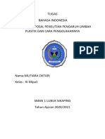 Proposal Penelitian Pengaruh Limbah Plastik Dan Cara Pengolahannya