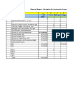 Material Balance Calculation For Combustion Process: A B C D Total Carbon Hydrogen Oxygen % Composition 0.00%