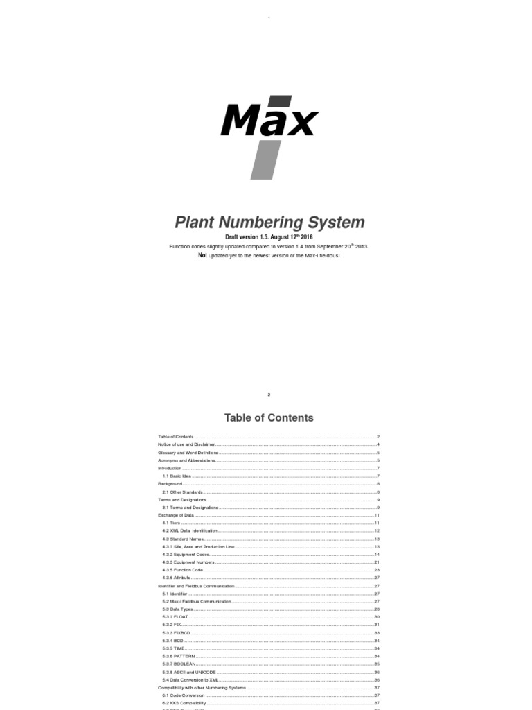 Plant Numbering System Function Codes Slightly Updated Compared To