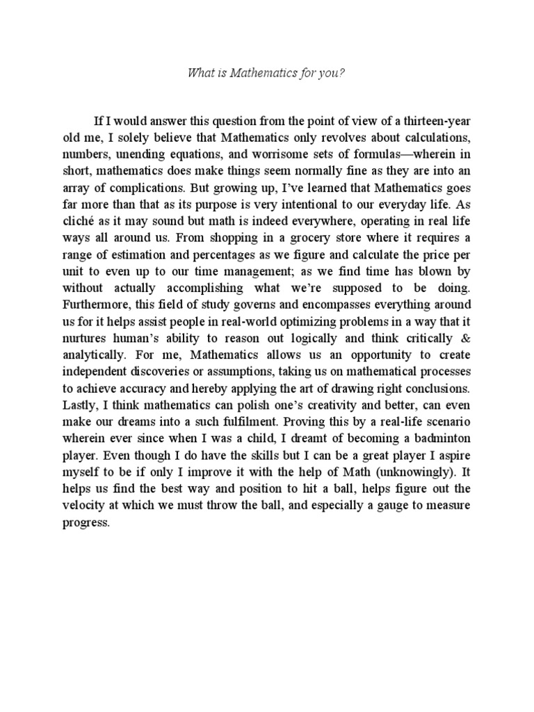 What Is Mathematics For You | PDF