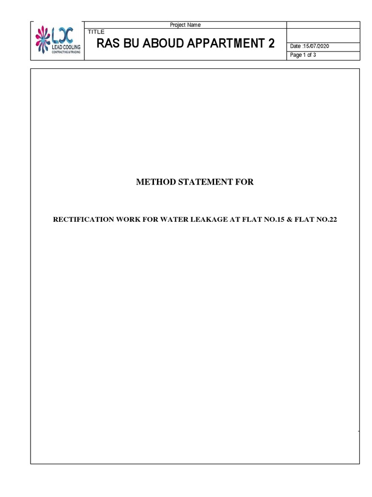 Method Statement RAAP | PDF | Rectifier | Building Engineering