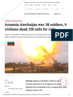 Armenia-Azerbaijan War: 58 Soldiers, 9 Civilians Dead UN Calls For Calm