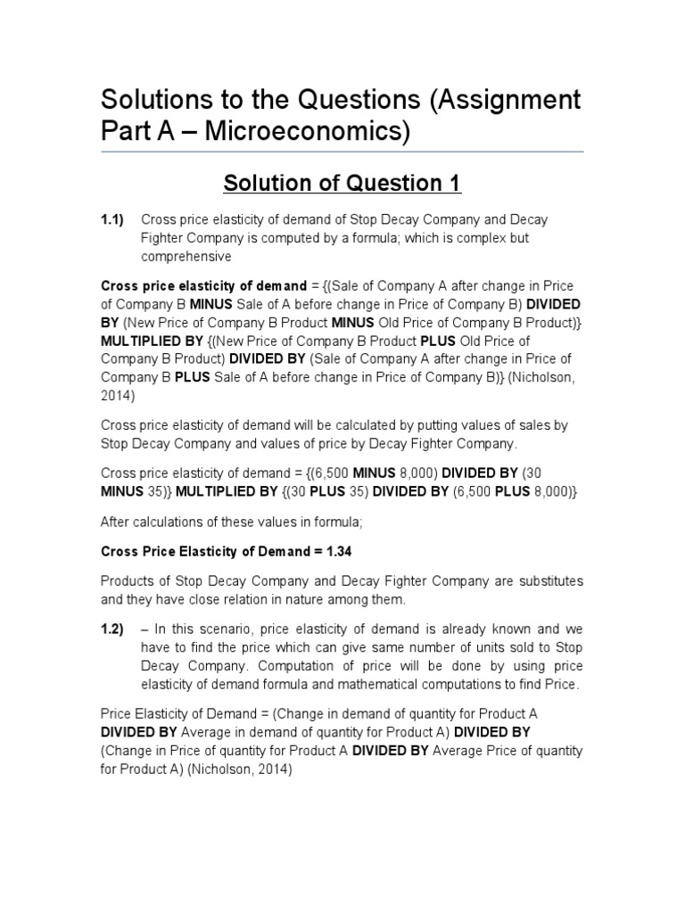 Microeconomics Assignment Solutions | PDF | Monopoly | Perfect Competition