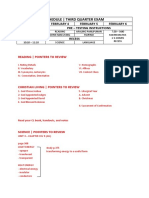 Schedule & Pointers To Review - Third Quarter