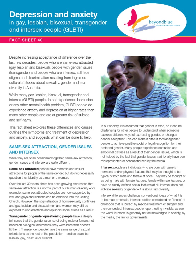 Beyond Blue Depression and Anxiety Fact Sheet PDF Homosexuality