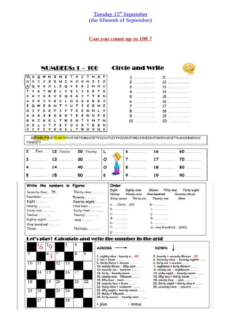 Numbers 1-100 | PDF
