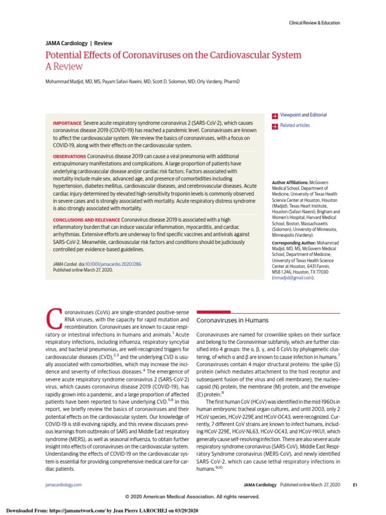 19 Effets Cardiovasculaires Potentiels Revue Jama Cardiol PDF